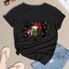 Damen Casual Weihnachten Bedrucktes Kurzarm-T-Shirt mit festlichem Feiertagsdesign