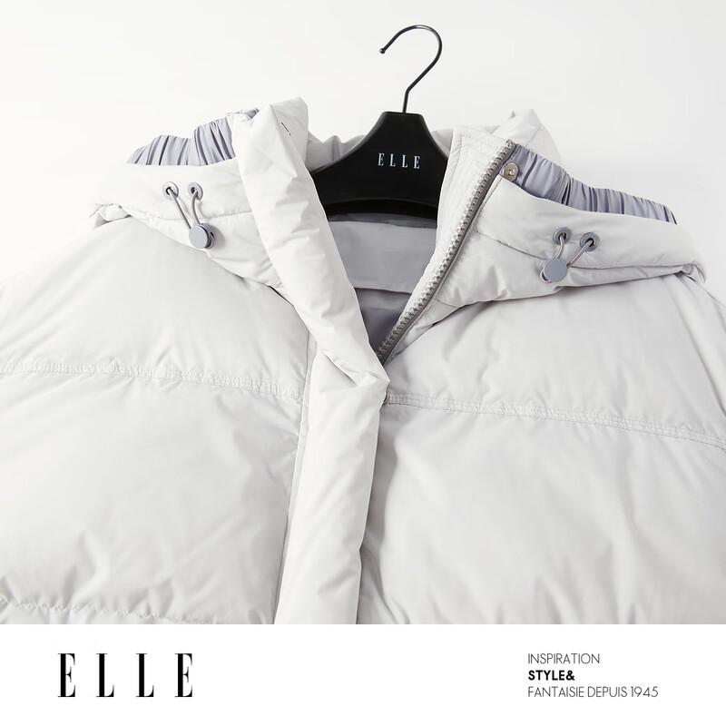 ELLE Women's 90% Duck Down Loose Hooded Puffer Jacket