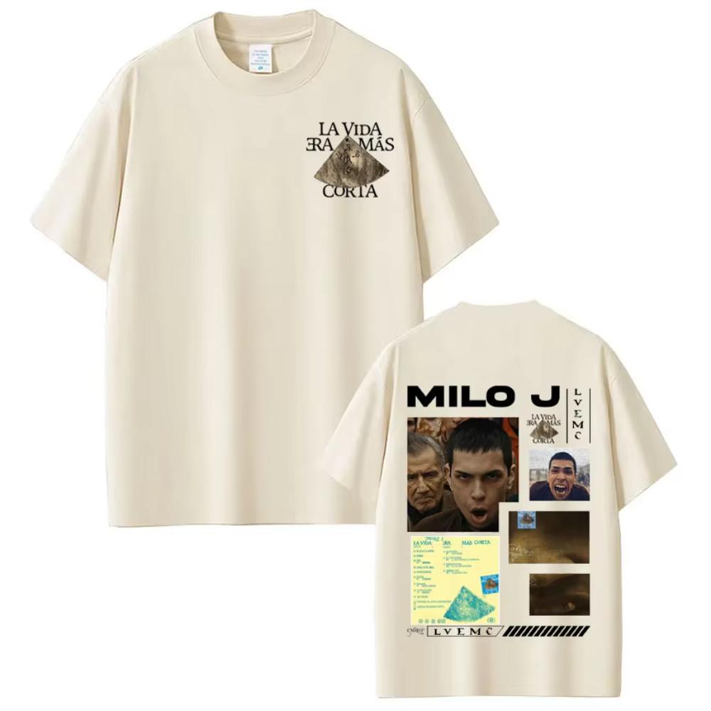 

Rapper Milo J La Vida Era Mas Corta Album Tees Men Women Hip Hop T-shirts Cotton Casual High Quality Fashion O-Neck T-shirt Tops 5XL