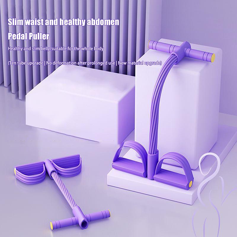 10-Tube Yoga Pedal Puller Woman Resistance Bands Abdomen Waist Arm Training Elastic Pull Rope Fitness Equipment