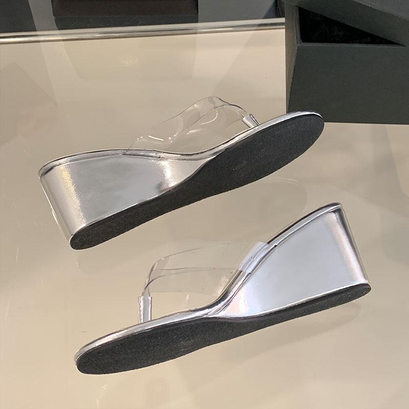 Fashion 2025 New Fashion Transparent Ladies Wedges Slippers Sandals Shoes Round Toe Female Slides Women Wedges Slippers Shoes Flip Flops