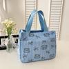 Cartoon Cute Bear Handbag Small Portable Lunch Bag for Work New Corduroy Outing Mummy