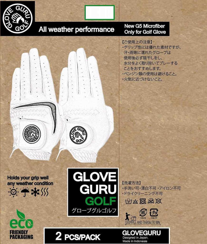 GloveGuruGolf 2 gloves Golf Left 23cm [2 types, set] Men's Glove, Hand, All-Weather, (S-M)