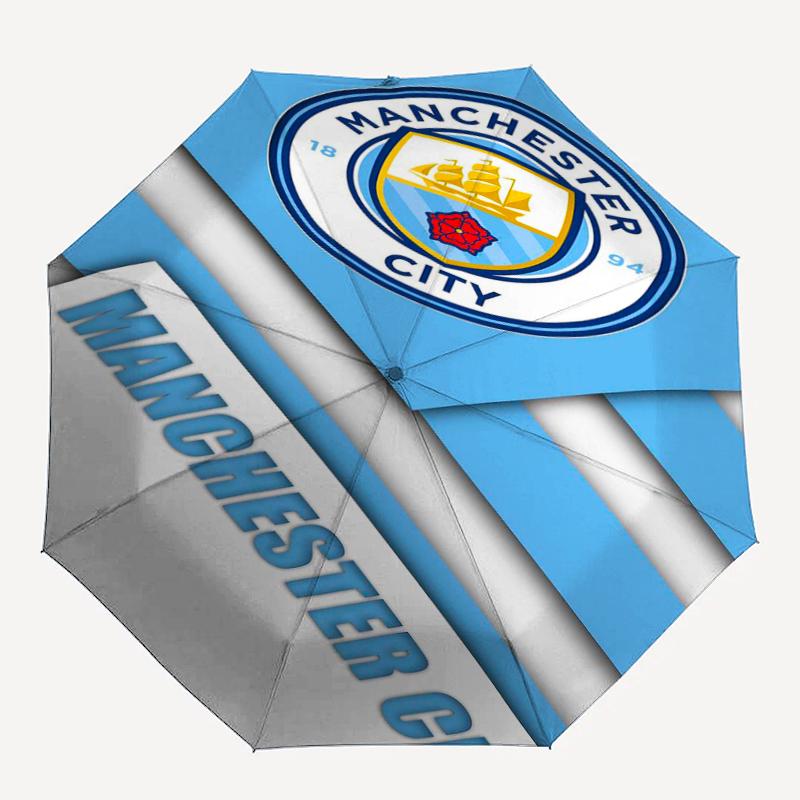 Manchester City Theme Automatic Umbrella, Lightweight & Portable, 8 Rib, Perfect for Outdoor Travel, Birthdays, Christmas, Gifts.