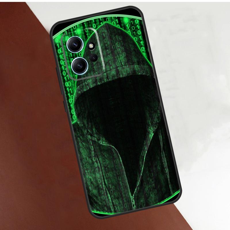 Hacker Binary Matrix Rain Case For Xiaomi Redmi Note 11 10 8 9 12 Pro 9S 10S 11S 12S Redmi 12 9A 9C 10A 10C 12C Cover