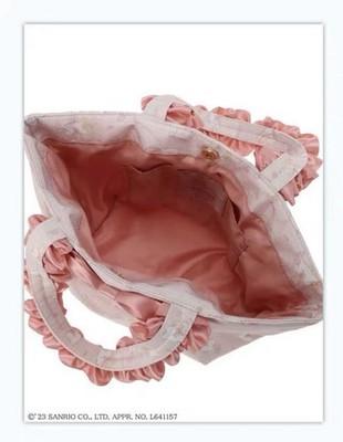 Sanrio x Maison de FLEUR Maron Cream Pink Tote Bag Ruffle Handle