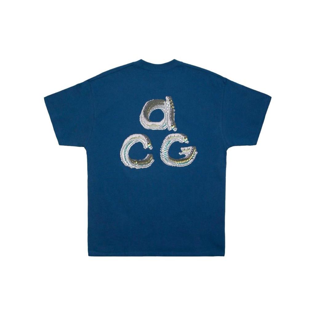 Nike Embroidered Pattern Crew Neck T-Shirt Men Tops Blue CT4174-432