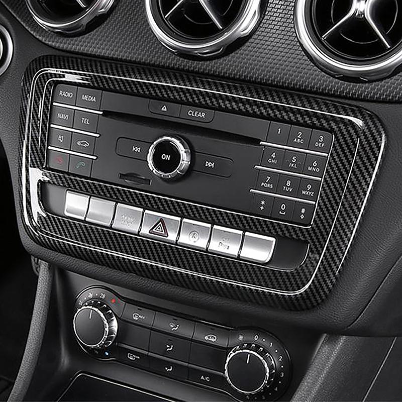 For Mercedes Benz A Class W176 GLA X156 CLA C117 Car Console CD Panel Frame Sticker Carbon Fiber Pattern Interior Accessories