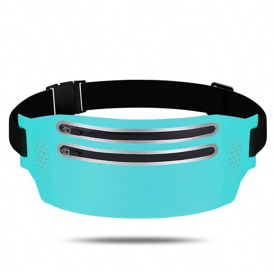Waterproof ultra-thin waist bag, outdoor double zipper sports running mobile phone waist bag синий