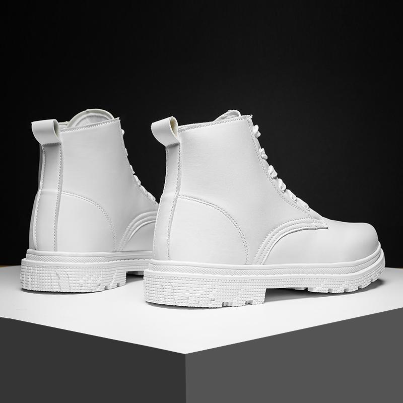 Men Leather Boots Men's Safety Shoes for  White Couples Shoes British Style  Platform Men Boots  Outdoor Hiking Boots