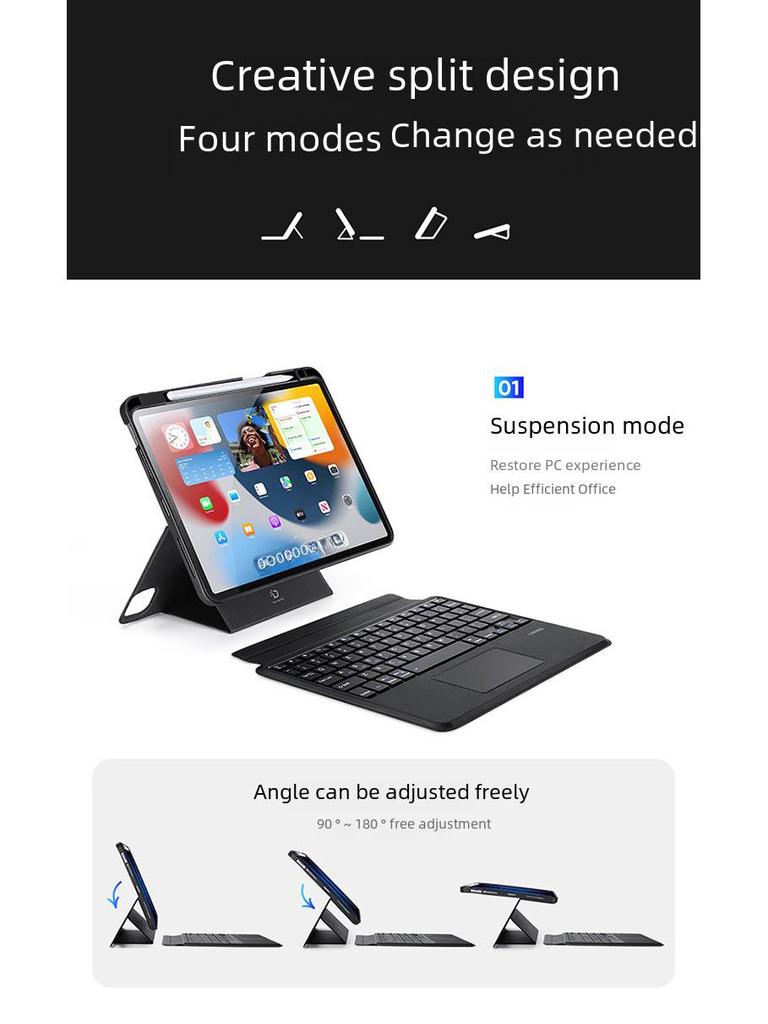 Wireless Bluetooth Keyboard and Magnetic Protective Cover for iPad Pro 11 and Air 6 (2024).