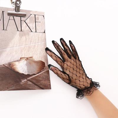 Robe de Dîner Rétro Performance Accessoires de Robe Mitaines Courtes Dentelle Gants de Mariée Gants en Maille