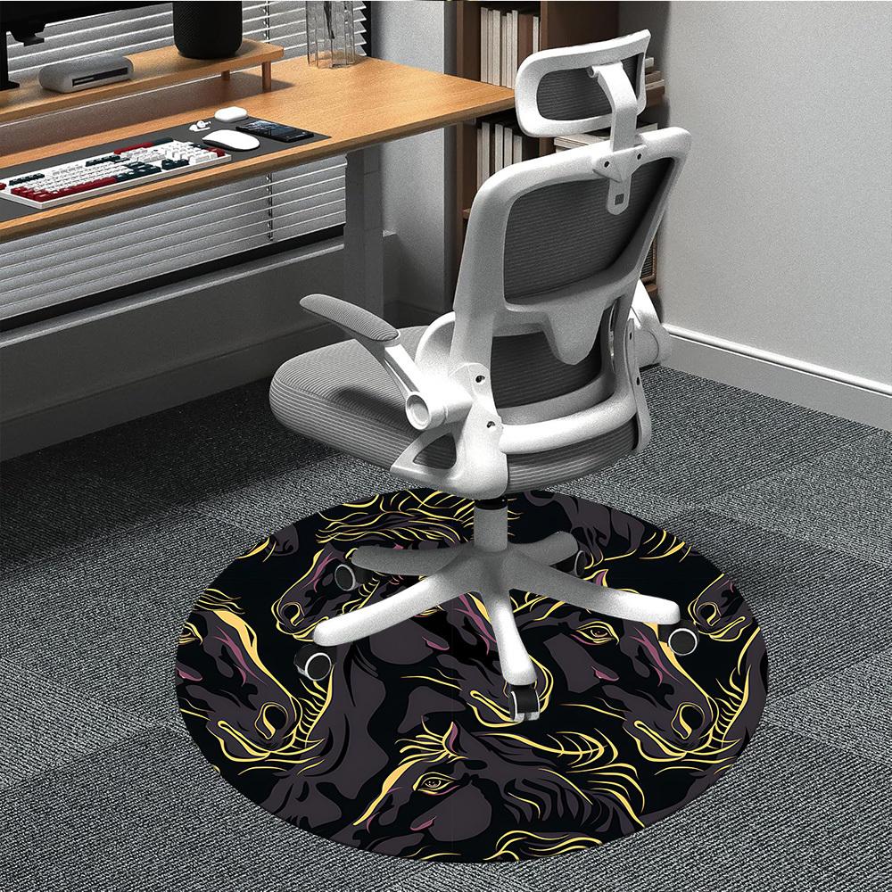 1 Stück Pferdekunstwerk Büro Runder Teppich, Teppich für Büro, Gaming, Leichte Runde Bodendiele yy260205036