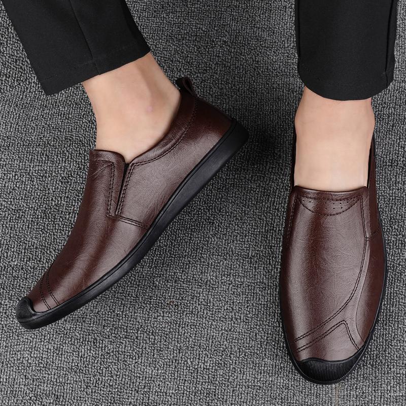 Leather Shoes for Men Casual Male Soft Sole Comfortable Shoes Slip-On Men Driving Shoes
