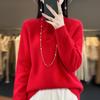 Women's Slimming Wool Sweater - Chinese Style Button-Up, Half-High Collar, Long Sleeve Pullover for Autumn/Winter