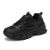 Women's Black Non-Slip Height-Increasing Sports Shoes - Fashionable, Comfortable, Versatile, Thick Sole for Spring/Autumn