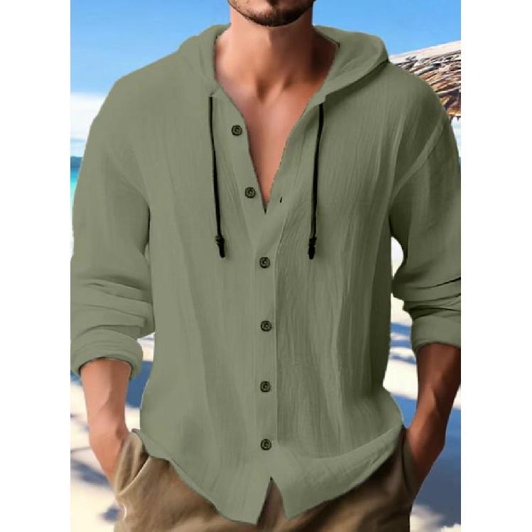 Nový pánský volný ležérní retro kabát svrchní spodek bavlna a konopí Všestranná denní klasická svetřík plážová košile pánský styl
