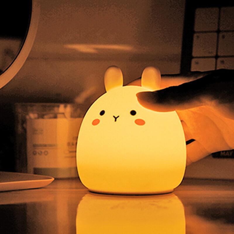 Soft rabbit lamp with remote control Silicone for children multicolor USB