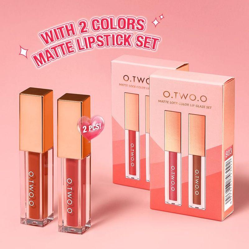 O.TWO.O - Matte Lock Color Lip Glaze Set - 3Types