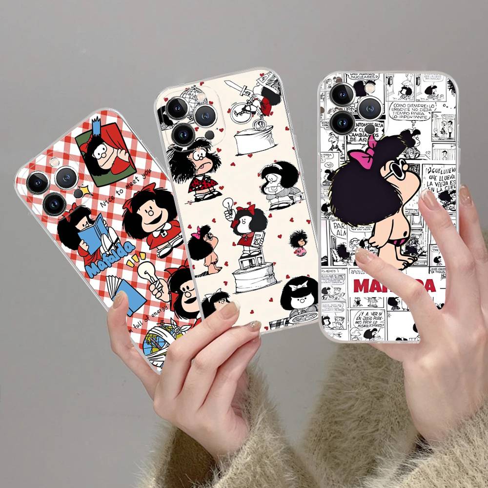 Hot Mafalda Phone Case For iPhone 17 16 15 14 11 12 13 Mini Pro XS Max Plus Funda Shell