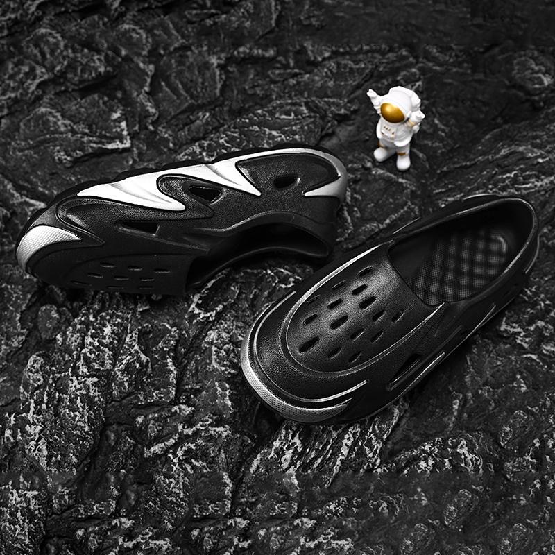 

Модные полые кокосовые сандалии 2024 года, новые модные повседневные пляжные туфли, мужские сандалии для отдыха, универсальные парные сандалии с отверстиями Baotou 45 чёрный