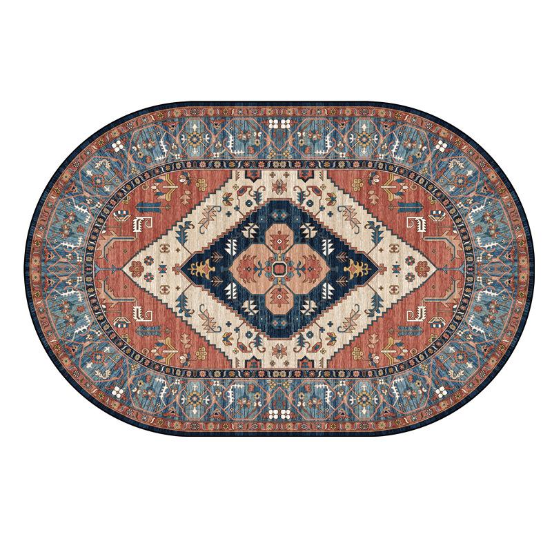 Oval Carpet Persian Ethnic Style Living Room Carpet Anti Dirt and Anti Slip Sofa Tea Table Carpet