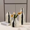 Keramikvase Geometrische Streifen Welle Handgefertigt Unregelmäßige Vase Blumentopf Blumenarrangement Zubehör Heimdekoration