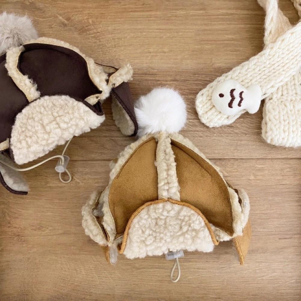 Warm Cat Flying Hat Lamb Fur Windproof Dog Cap Fashion Fluffy Dog Hat  Outdoor Activities