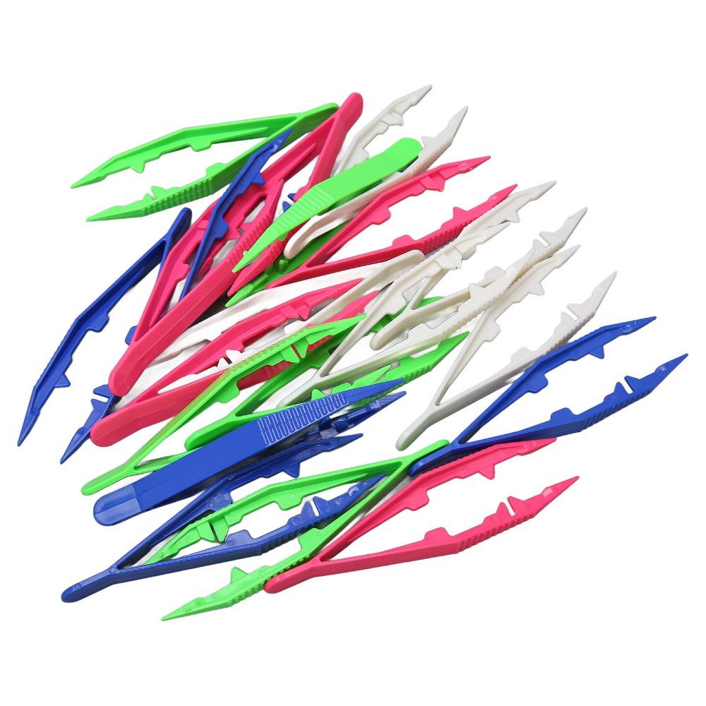 30pcs Plastic Bead Tweezers Slip Resistance Craft Tweezers Plastic Tweezers  For Jewelry Making