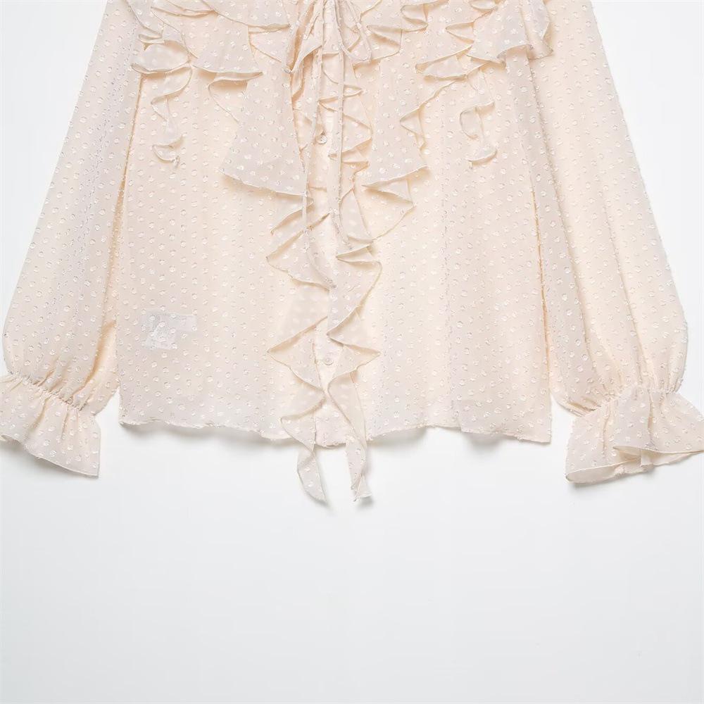 TAOP&ZA Summer Women's Elegant Ruffle Tie Layered Shirt Top