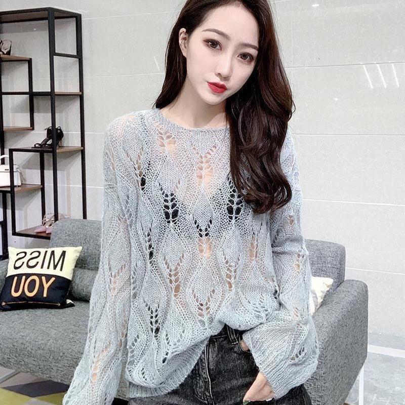 Hollow Korean Edition Sweater for Women Loose and Versatile Thin Outer Knitted Top