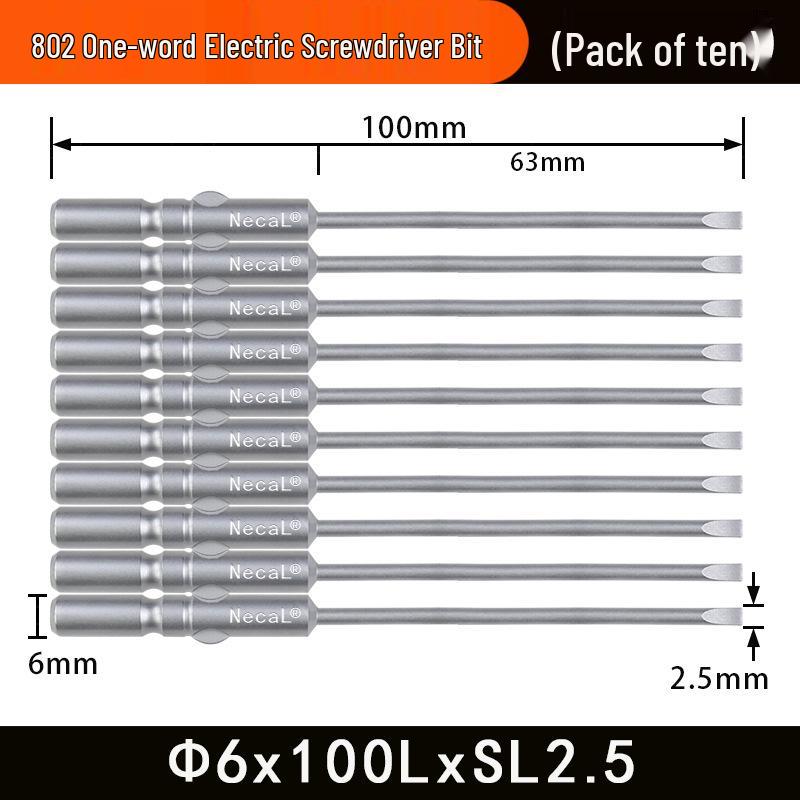 Nigao S2 6MM Round Shank Magnetized Slotted Electric Screwdriver Bit 802