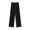 Womens White Ice Silk Wide Leg Pants High Waist Loose Fit Casual Trousers Petite Regular