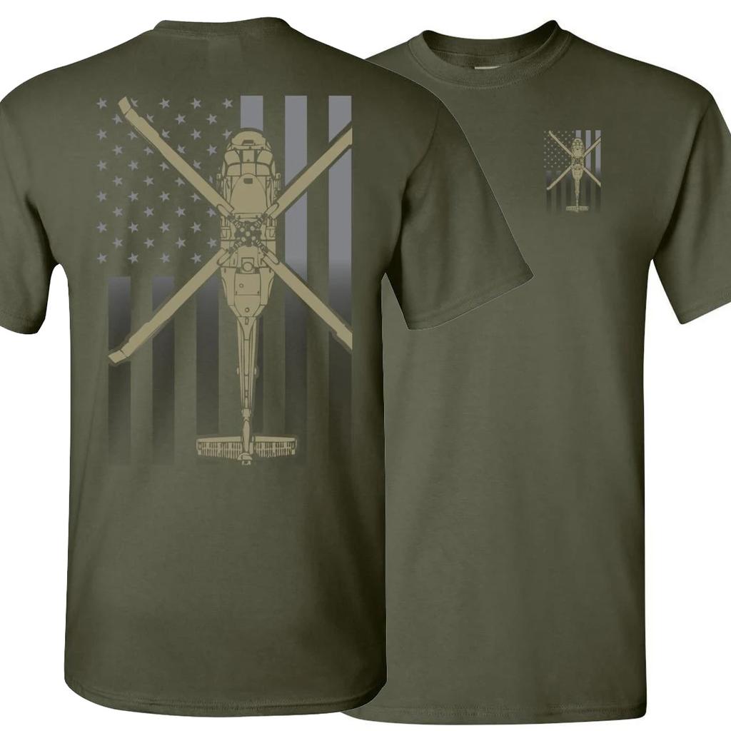 Creative Design American Flag UH60 Black Hawk Transport Helicopter TShirt Summer Cotton Short Sleeve ONeck Mens T Shirt New