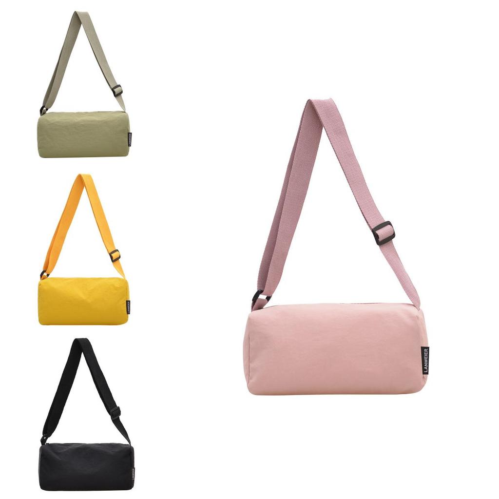 Simple Solid Color Large Capacity Lightweight Women Casual Cylindrical Bag For Casual Travel