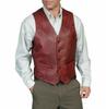 Noora Mens Leather Vest | Real Lambskin Leather Cherry RED Vest | Stylish Office & Meetings FORMAL Leather Vest | Leather PARTY Vest Coat