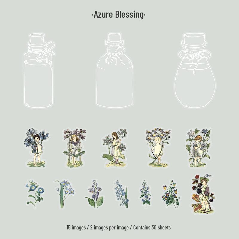 Beautiful Day Collage Sticker Pack - Forest Secret Language Series, 30 DIY Sheets, 8 Unique Styles
