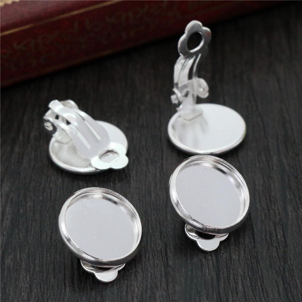 10mm 12mm 14-20mm 10pcs/lot Copper Ear Clips 8 Colors Plated ,Earrings Blank/Base,Fit 10-20mm Glass Cabochons,earring Setting