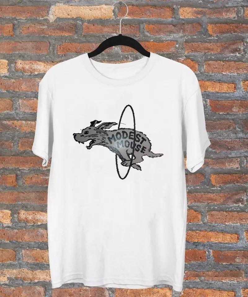 Rare Modest Mouse Band Funny Dog Cotton Tee Unisex White T-shirt Unisex T-Shirt XL