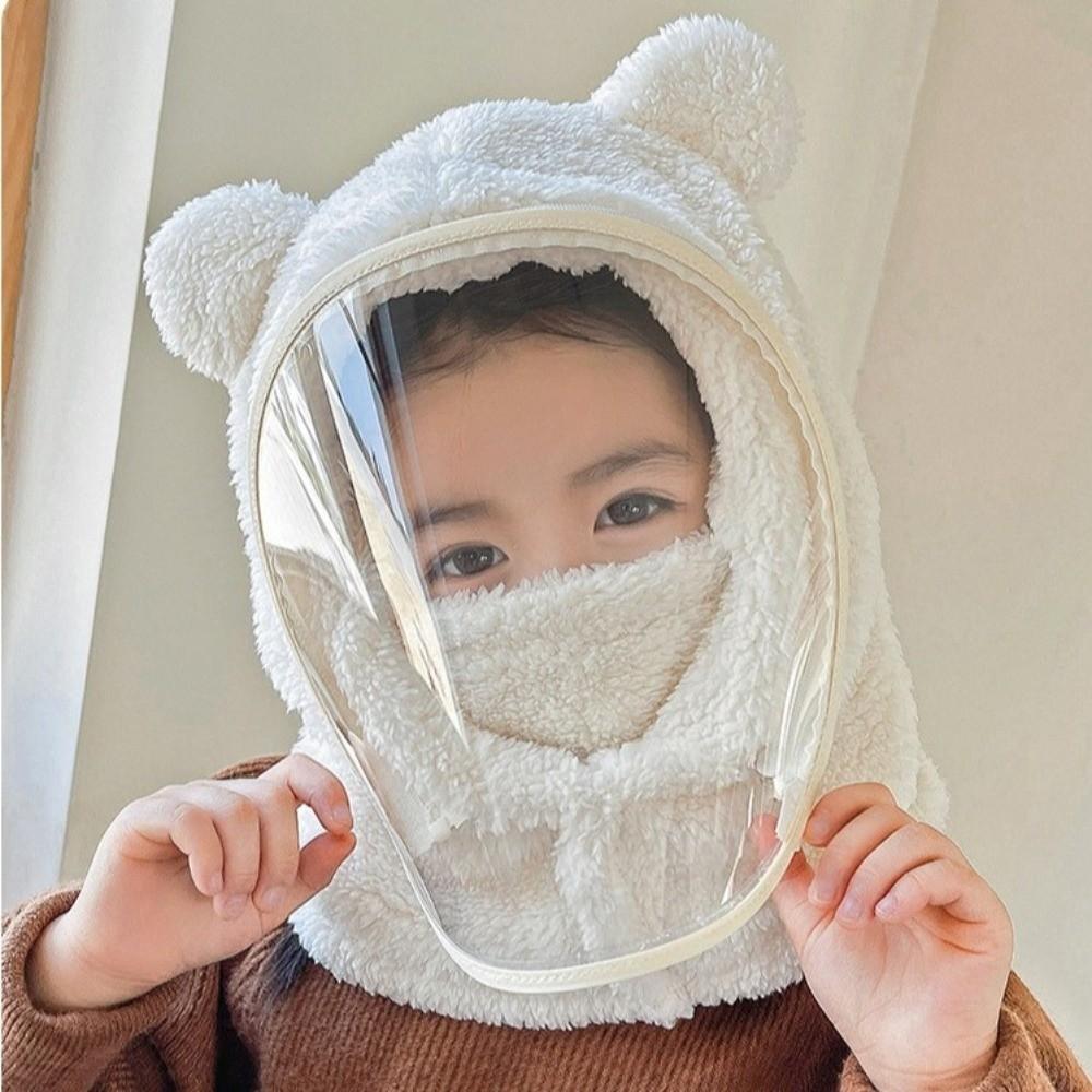 Plush Integrated Hat Mask Thickened Windproof Mask Cap Winter Warm Full Face Mask Hat for Kids