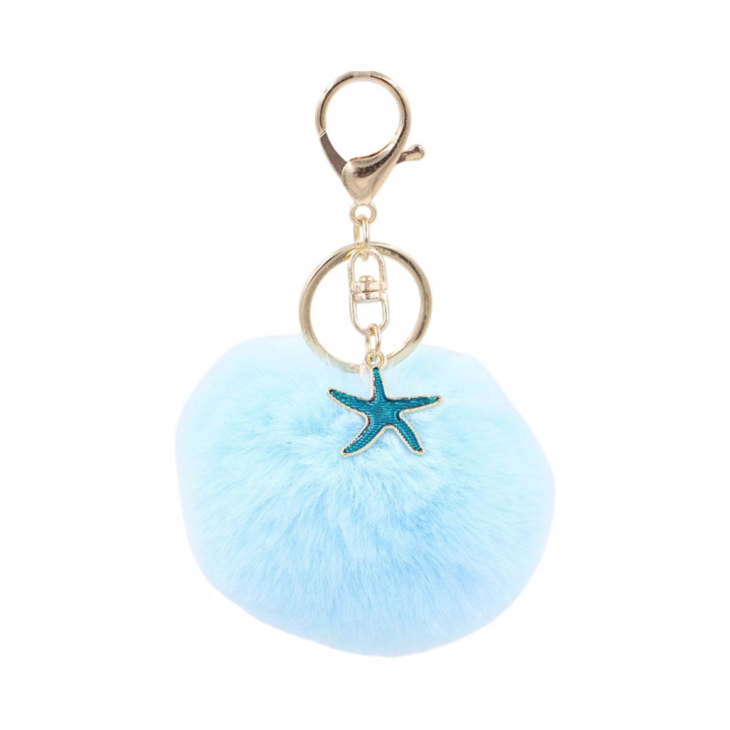 Soft Plush Starfish Keychain Accessory Durable Starfish Furry Sphere Keychain Key Chain Accessory for Fashion Lovers