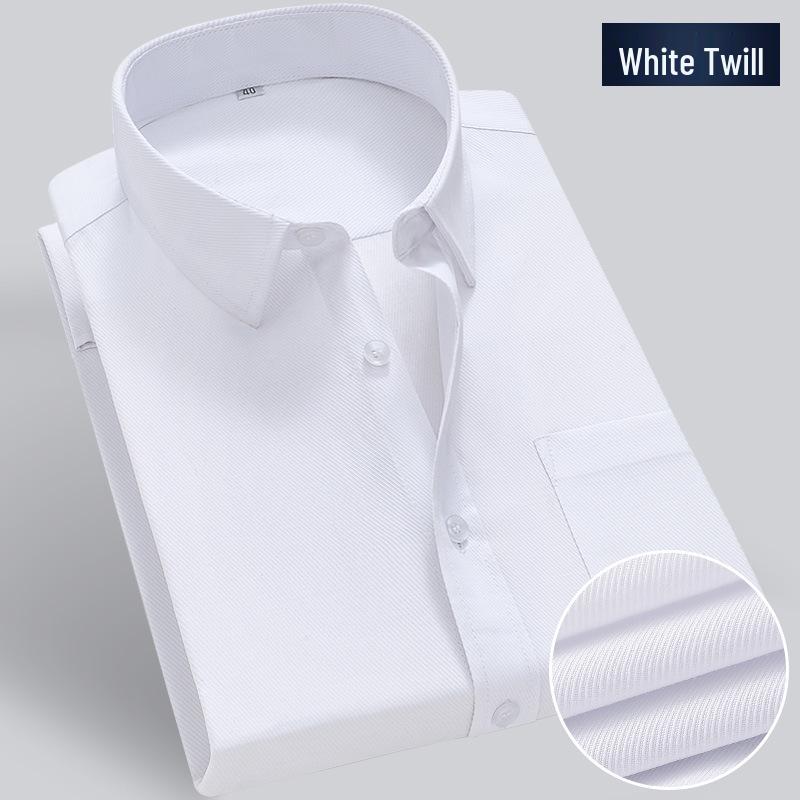 Men's Versatile White Shirt - Long/Short Sleeve, Non-Iron, Striped, Casual To Formal Wear