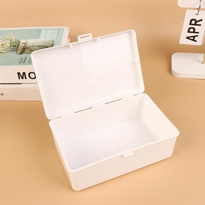 Ins White Transparent Flip Storage Box Home Organization Card Storage Case Sundries Stationery Desktop Dustproof Organizer