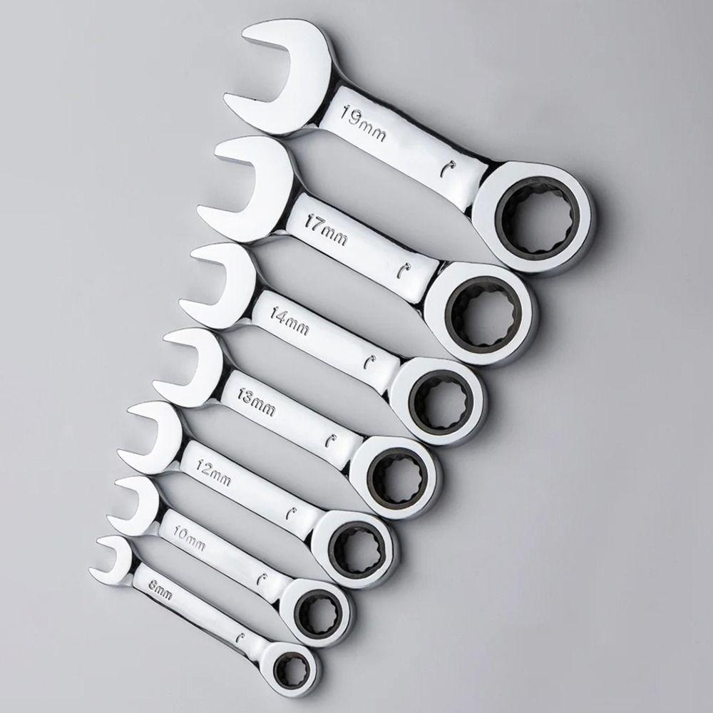 1Pcs 72 Teeth Ratchet Socket Spanner 6-19mm Nut Repair Tool Durable Stubby Single Wrench