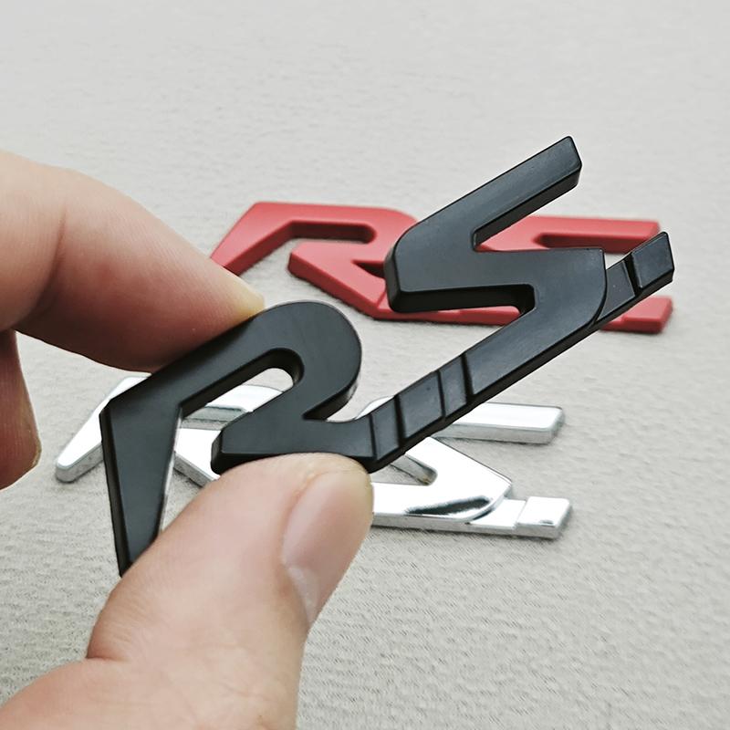 3D Metal RS Logo Car Rear Trunk Front Grille Emblem Badge Sticker Decal for Renault Megane Laguna Duster Captur Fluence Espace Y5