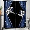 2PCS Digital Printed Curtains, Space Adventure Astronaut, Modern Polyester with Rod Pocket for Bedroom Living Room Home Decor
