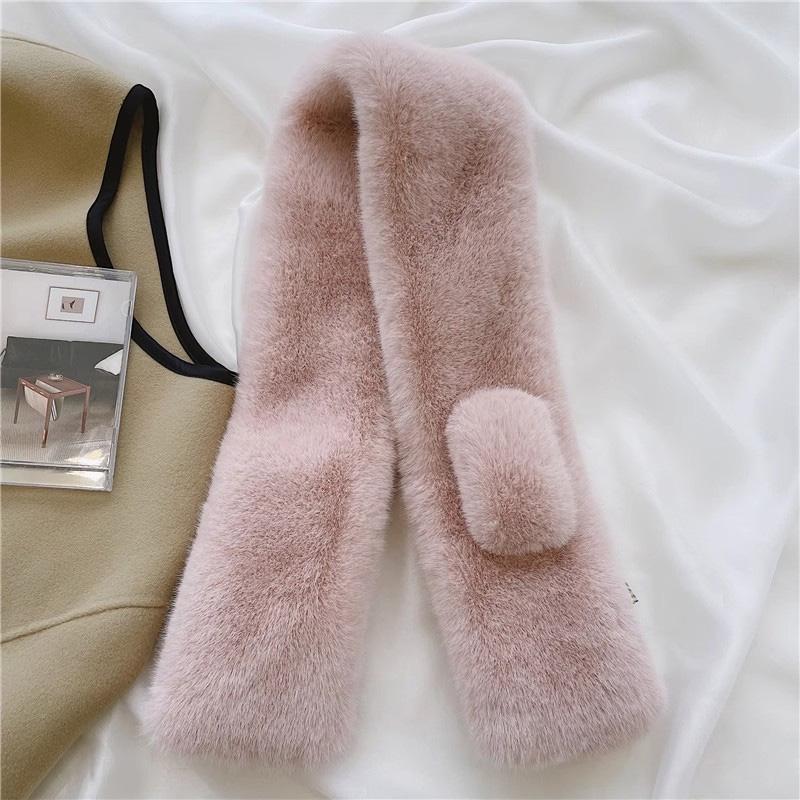 Plush Skin-friendly Solid Color Soft Like Rabbit Fur Warm Clothing Accessories Wind-resistant Scarf Fur Collar