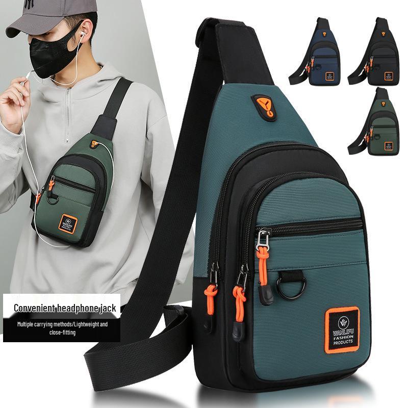 Trendy Lightweight Men's Commuter Chest Bag: Wear-Resistant, Large Capacity, Multi-Compartment Crossbody