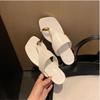 Trendy metal Capri early summer set toe square head versatile flat bottom outer wear herringbone open toe cool slippers female summer