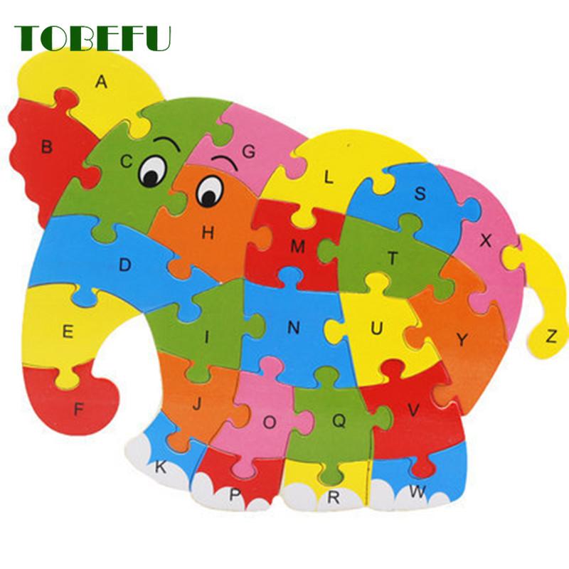 English Letter Building Block Wood Animal Jigsaw Puzzle Children Cognition Intelligence Toy For Toddlers Early Educational Gifts